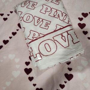 PINK Victoria's Secret Love Blanket - White and Red